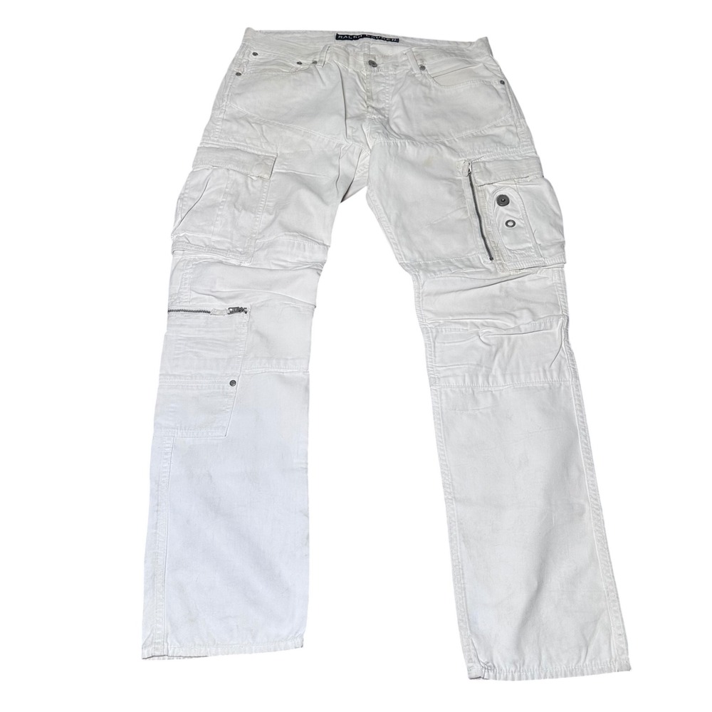 Ralph Lauren White Tactical Cargo Pants Multi Pocket Articulated 34x31
